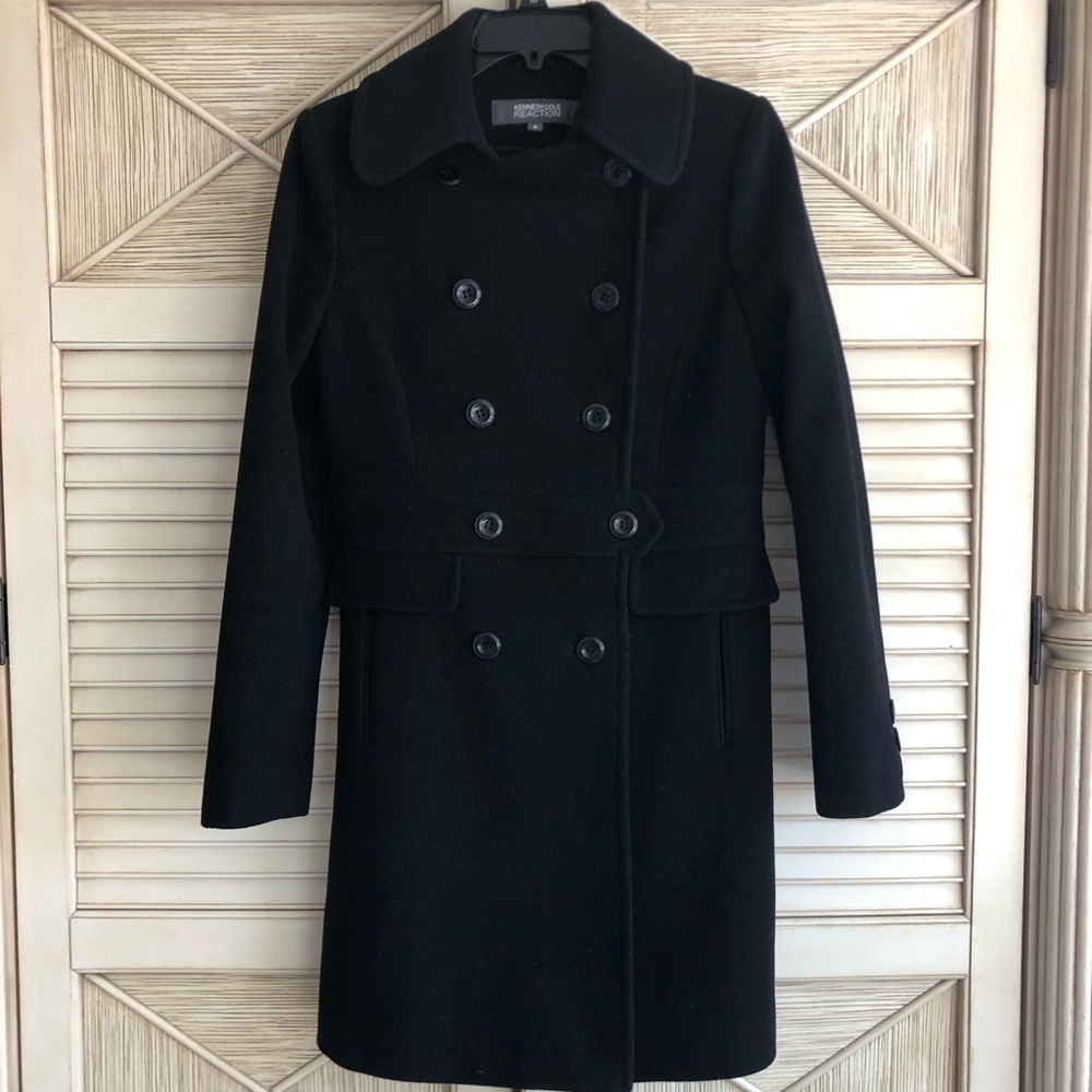 Wool Pea Coat  Black 8 Kenneth Cole Reaction